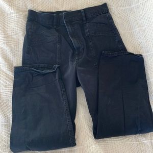 Express Super High Rise Straight Leg Black Jeans